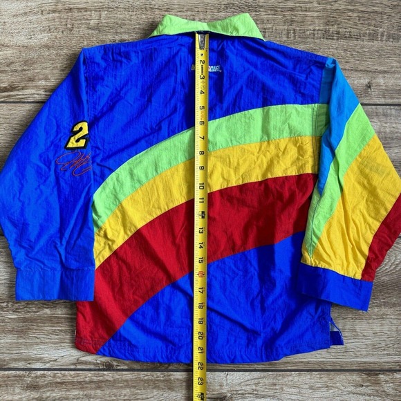 CHASE AUTHENTICS Rainbow NASCAR Jacket Jeff Gordon Windbreaker youth S 8-10 - Picture 3 of 11